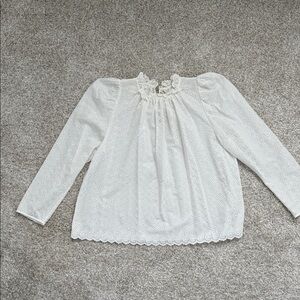 Ulla Johnson White Eyelet Long Sleeve Blouse